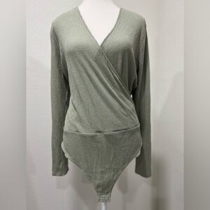 EXPRESS Ribbed Wrap Bodysuit EUC